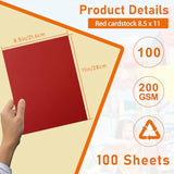 100 Sheets Christmas Red Cardstock 8.5 X 11 Certificate Paper, 75Lb Heavyweight Craft Paper Card Stock For Wedding Invitations, Office Printing, Memus, Diy Cards Making, Anniversary Card