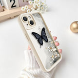 For Iphone 14 Case, Creative Butterfly Pattern Design For Girl Women, Soft Silicone Shockproof Anti-Scratch Protection Phone Cover For Iphone 14 (3D Black Butterfly)