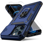 iPhone 12 Pro Max Case with Camera Cover Screen Protector Kickstand Blue