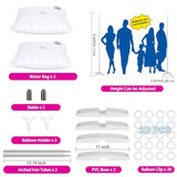 2 Sets Adjustable Balloon Column Stand Kit, Metal 9 Feet Balloon Stands For Floor, Balloon Tower Decorations For Baby Shower Graduation Birthday Wedding Party