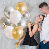 Gender Reveal 60 Pcs Balloons For Birthday Party?12 Inch Gold And Silver Latex Metallic Balloons 12 Inch Gold And Silver Confetti Balloons For Birthday Party Wedding Anniversary