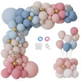 158Pcs Gender Reveal Balloons Arch Kit, Dusty Pink Blue Gold Sand White For Gender Reveal Boho Bridal Bear Birthday Party Supplies Boy Or Girl Baby Shower Decorations