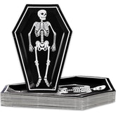 40Pcs Halloween Skeleton Coffin Plates Black White Skull Disposable Paper Dessert Plates