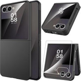 Miimall Slim Fit for Galaxy Flip 7 Case Built-in Screen Protector,Military Grade Shockproof Drop-Proof Thin Anti-Scratches Nonslip Matte Grip Full Body Phone Case for Flip 7 Samsung Rugged,Black