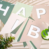 Sage Green & Ivory Happy Birthday Banner - Handmade Bunting Garland