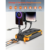 Solar-Power-Bank-Charger, 40000Mah Portable Phone Charger Built In 4 Cables With Usb C In/Output, Pd 20W Fast Charging External Batter, External Battery Pack With Dual Bright Flashlights