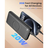 Wireless Power Bank, 27000Mah Portable Charger 20W Fast Charging Battery Bank, Pd3.0 Qc4.0 Battery Pack With Usb C Output/Input, External Batterys Pack For Iphone 16/15/14/13 Galaxy Tablet