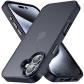 For Iphone 16 Phone Case, Shockproof For Iphone 16 Case, Military Grade Drop Protection, Protective Hard Back Slim Translucent Cover, Black