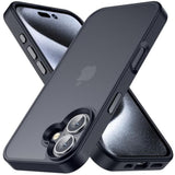For Iphone 16 Phone Case, Shockproof For Iphone 16 Case, Military Grade Drop Protection, Protective Hard Back Slim Translucent Cover, Black