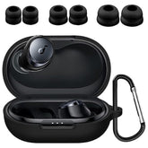 Compatible With Soundcore Space A40 Case Ear Tips Kit, Silicone Cover 3 Pairs Double Flange Eartips With Carabiner Accessories Set Compatible With Soundcore Space A40 Black