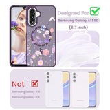 Magnetic Translucent Flower Case for Samsung Galaxy A17 - Deep Purple