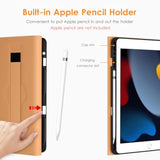For Ipad 9Th/8Th/7Th Generation 10.2 Inch Case 2021/2020/2019, Premium Leather Business Folio Stand Cover With Pencil Holder - Auto Wake/Sleep And Multiple Viewing Angles, Dark Brown