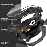 3 In 1 Waterproof Case And Band For Samsung Galaxy Watch Fe(2024) 5 4 40Mm, 360° Protective Hard Pc With Tempered Glass Screen Protector For Galaxy Watch Cover Bumper Accessories, Black
