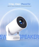 Mini Projector With Wifi 6 And Bluetooth 5.4, Portable Projector 4K Support, 5W Soundbase Speaker, Auto Vertical Keystone 180°Rotatable Smart Proyector For Movie Home Outdoor