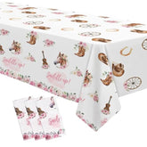 Cowgirl Party Decorations Tablecloth - Horse Saddle Up Western Party Supplies Tablecover, Disposable Wild West Cowgirl Birthday Baby Shower Decorations Table Cloth - 3 Pack (54In X 108In)