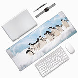 Large Mouse Pad, Penguins On The Snow Extended Gaming Mouse Pad 31.5" X 11.8", Keyboard Mouse Mat Desk Pad With Non-Slip Base And Stitched Edge For Home Office Gaming Work