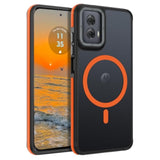 For Motorola Moto G Power 5G 2024 Case Compatible With Magsafe Magnetic Cases Translucent Matte Back Anti-Scratch Shockproof Protective Phone Case For Moto G Power 2024 6.7'', Black/Orange