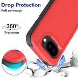 Heavy Duty Rugged Case for Google Pixel 10A with HD Screen Protector, Dual Layer Protective Non-Slip Shockproof Cell Phone Cover, Red