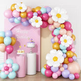 Pastel Balloon Arch Kit, Daisy Balloon Arch Garland With Macaron Pink Blue Purple Yellow Orange Rainbow Latex Balloons Daisy Flower Foil Balloons For Girls Women Birthday Pastel Party Decorations