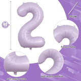 Pastel Purple Birthday Balloon Numbers 12, 40 Inch Giant Light Purple Foil Mylar Number 1 And 2 Helium Balloons For Girls 12Th Birthday, Lilac 12 Balloons For Women 21St Anniversary Party Decorations