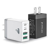 2-Pack 40W USB C Wall Charger 4-Port QC PD 3.0 Fast Charging for iPhone iPad