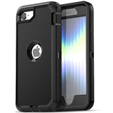 For Iphone Se Case 3Rd & 2Nd Generation, For Iphone Se 2022/2020 Built-In Screen Protector Heavy Duty Protective Shockproof 3-Layer Full Body Rugged Phone Cover, Black