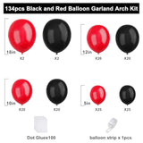 Red Black Balloons Garland Arch Kit, 134Pcs Black And Red Party Balloons With Different Size For Graduation, Birthday, Anniversary, Bbq Casino, New Year Party Decorations Supplies
