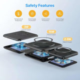 Wireless Charging Station 3 In 1 Foldable Magnetic 15W Travel Multiple Devices Fast Charger For Iphone 15/14/13/12 Series, Airpods 3/2/Pro/Pro2, Iwatch (White)