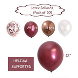 50pcs Chrome Rose Gold Burgundy Balloons Birthday Wedding Party Decor