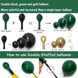 100pcs Black, Green, Gold Balloon Garland – Double Stuffed for Jungle Party Decor