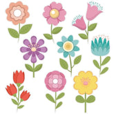 45Pcs Spring Flower Cutouts For Bulletin Board Decoration, Colorful Spring Floral Paper Cut-Outs Flower Name Plates For Spring Easter Home School Classroom Wall Bulletin Decoration