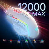 M810 Max 3-Mode Wireless Gaming Mouse, 12000 Dpi Wired/Wireless Rgb Mouse W/Rapid Fire Key, 8 Macro Buttons, 188-Hour Reliable Power Capacity For Pc/Mac/Laptop