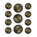 Cross Domed Antique Brass Metal Shank Buttons. Blazer Button Set. 3 Pc