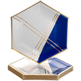 Hexagon Design Disposable Paper Plates (18 Pc) Heavy Duty Paper Plates 10 Inch, Disposable Party Dinnerware For Birthday, Dinner Plates For Baby Showers, Weddings & Events, Blue