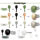 Black Sage Green Nude Balloon Garland Double Stuffed Olive Green Sand White Balloon Avocado Apricot Black Latex Arch Kit For Jungle Safari Wild One Birthday Baby Shower Woodland Decorations