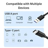 Fast Charging USB A to USB C Cable, Black, 6ft / 2 Meters Length, PVC Coated, Data Transfer 480Mbps, Compatible with iPhone iPad AirPods