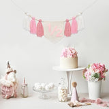 Girls Half Birthday Decorations 6 Month 1/2 Birthday Pink Tassel High Chair Banner