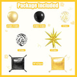 Black Gold Checkered Foil Balloons and Arch Garland Kit Party Decor