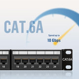 1U 24 Port Cat6A Patch Panel, 19" Rackmount Or Wall Mount Patch Panel, Network