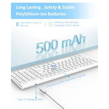 Wireless Keyboard, Bluetooth + Usb Ergonomic Silent Quiet Rechargeable With Number Pad Compact Full Size Multi Device Keyboards For Ipad Tablet Mac Computer Surface Pc Macbook Laptop White
