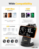 3 in 1 Fast Charging Station for iPhone, 25W Wireless Magnetic Phone Charger for iPhone 17 16e 16 15 14 13 12 11 X Pro Max, Watch Charger Stand,