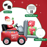 Christmas Inflatable 6.8 Length Santa Driving Gift Lift Car With Two Gift Boxes Blow Up Decoration For Xmas, Holiday Par