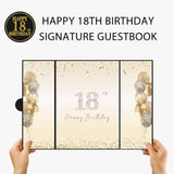 Black Gold 18Th Birthday Party Decorations, Happy 18Th Birthday Alternative Signature Guest Book For Boys & Girls Cheers To 18 Years Old Gifts 18 Birthday Signing Card Board Party Supplies