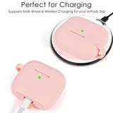 Pink AirPods 3rd Generation Silicone Case with Wireless Charging and Bling Keychain for Women