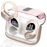 Wireless Earbuds 75Hrs Bluetooth 5.4 Headphone Sport, 2025 Bluetooth Earbuds Stereo Deep Bass Over Ear Bud With Earhooks, Enc Noise Cancelling Mic, Ipx7 Waterproof Earphone Rose Gold