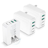 3-Pack Usb C Charger Block, Flat Usb C Charger, 40W 4-Port Pd3.0 Slim Fast Charging Block With Foldable Plug Type C Power Adapter Brick For Iphone 16/15/14/11/12/13 Pro/Max, Ipad, Samsung Galaxy