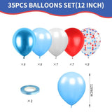 Red Blue White Balloon Set,12 Inchs Red White Blue Balloons, Blue And Red Party Balloons For Boys Kids Birthday Shower Graduation Party Decorations