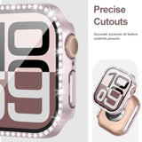 2-Pack Bling Case With Tempered Glass For Apple Watch Series 10 42Mm Screen Protector,Women Glitter Diamond Rhinestone Bumper Crystal Cover For Iwatch 10 42Mm Accessories,Rose Gold+Starlight