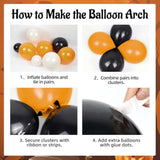 140pcs Halloween Balloon Arch Kit Orange Black Sand White Foil Balloons Party Decorations
