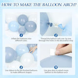 134pcs Blue & White Balloon Arch Kit with Dusty Blue Confetti for Parties